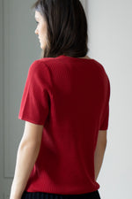 Load image into Gallery viewer, Round -neck ribbed-knit T-shirt
