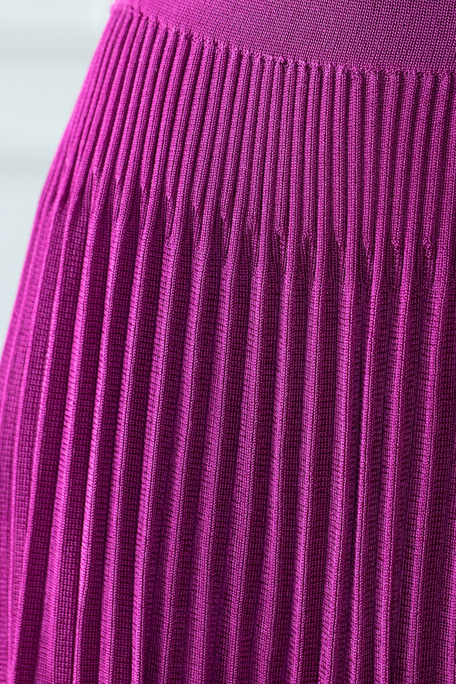 Fuchsia Knitted Pleated Midi Skirt