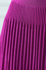 Load image into Gallery viewer, Fuchsia Knitted Pleated Midi Skirt
