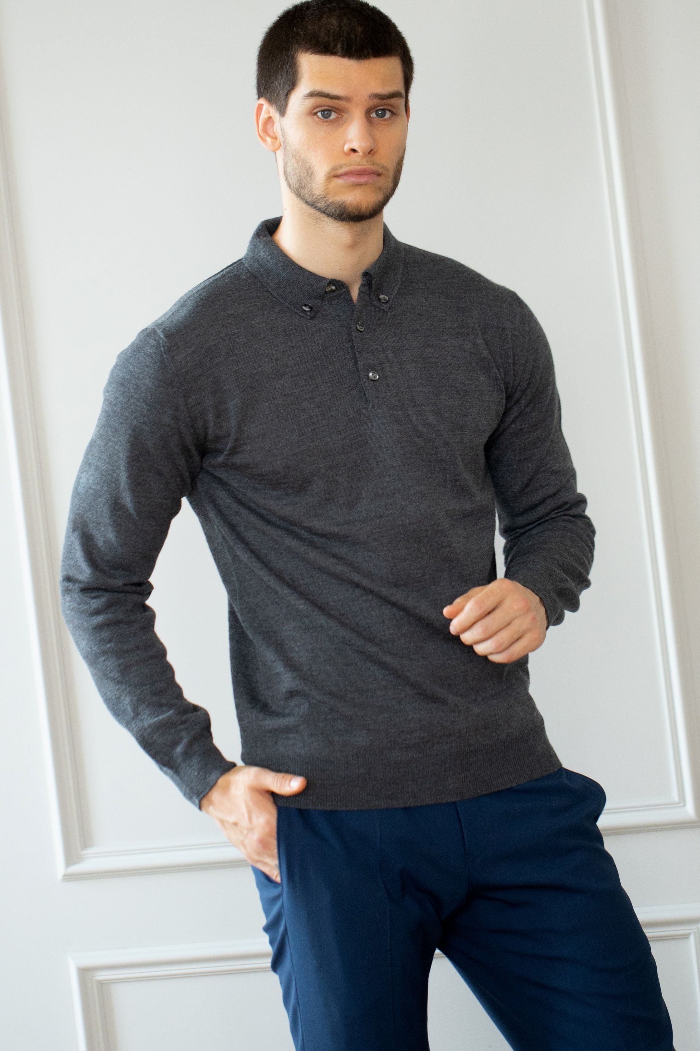 Merino wool polo shirt