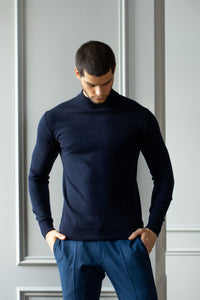 Diplomatic Blue  Modern Fit Turtleneck Sweater