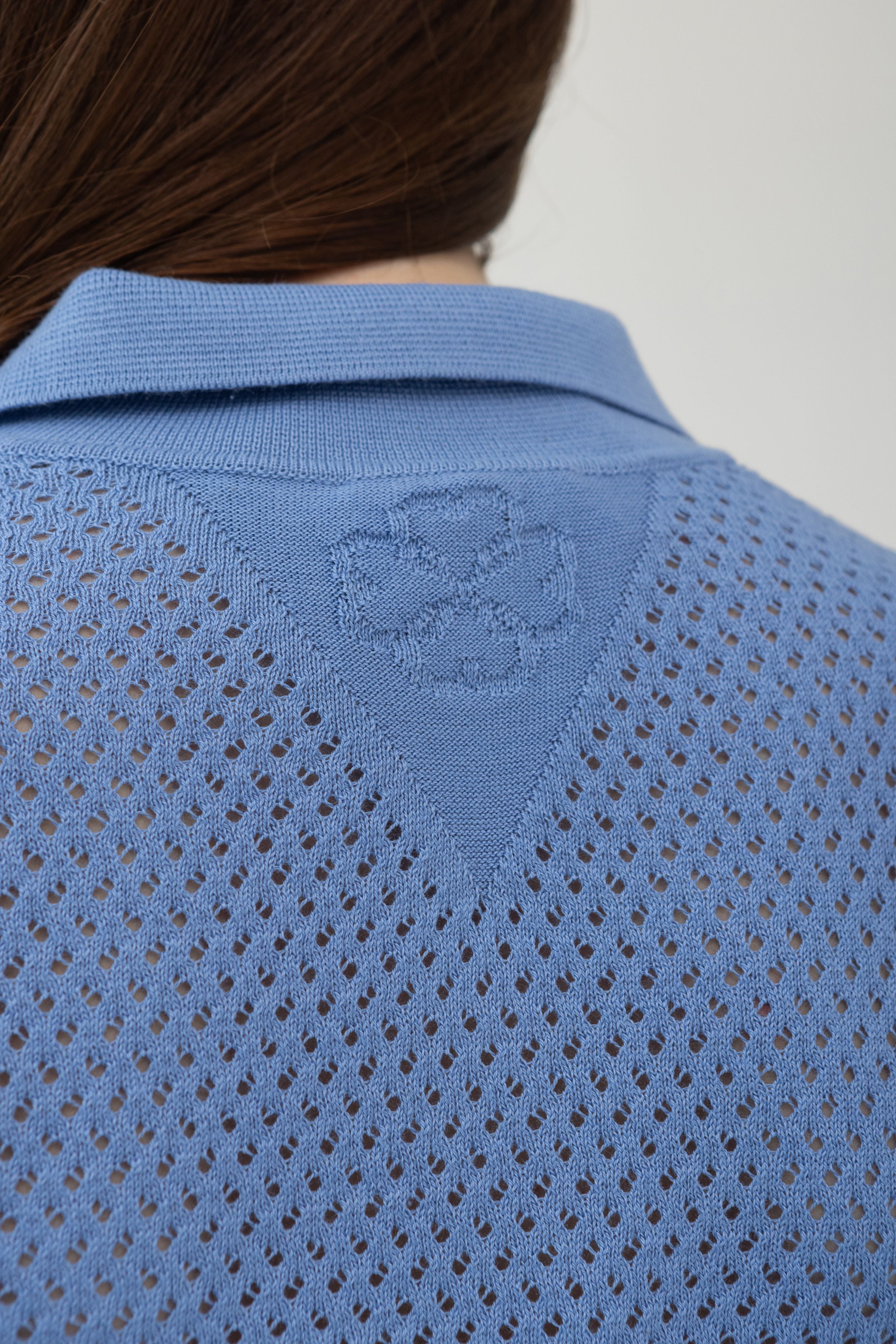 Knit T-shirt Polo light blue color