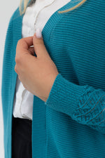 Load image into Gallery viewer, Classic cardigan turquoise cotton
