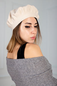 Merino wool beret white