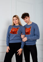 Load image into Gallery viewer, Unisex Blue jeans sweater Cat
