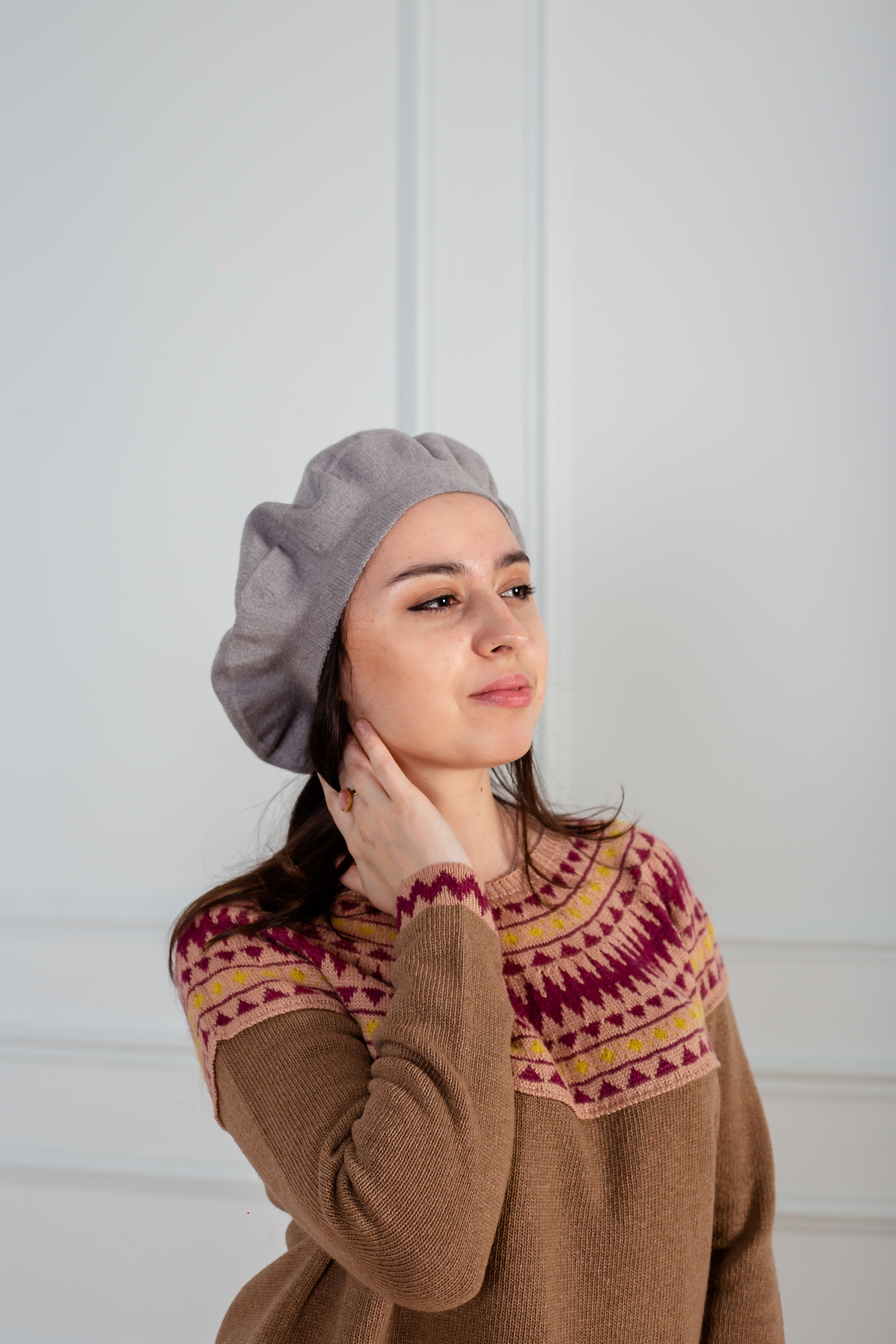 Merino wool beret GREY