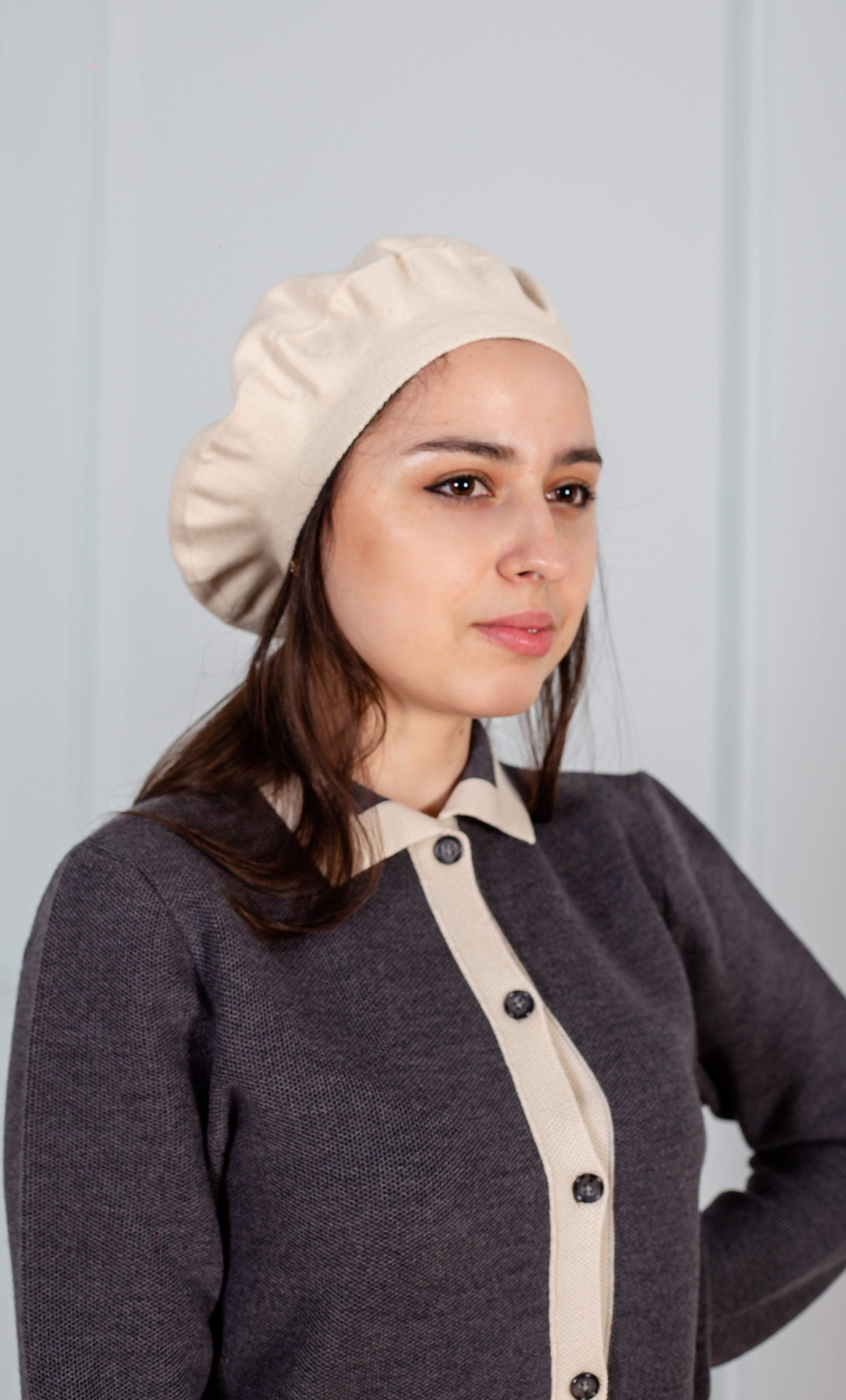 Merino wool beret white