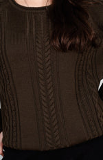 Load image into Gallery viewer, Cable-Knit Sweater brown color
