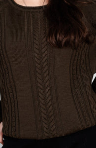 Cable-Knit Sweater brown color