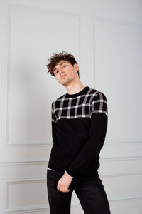 Knitted Jumper windowpane jacquard