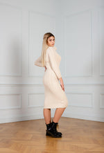 Load image into Gallery viewer, Knitted dresses long in beige color - O&#39;devalle
