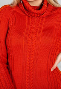 Knitted dresses long in orange color - O'devalle