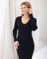 Load image into Gallery viewer, Black Long Dress Sleeve V Neck Knit
